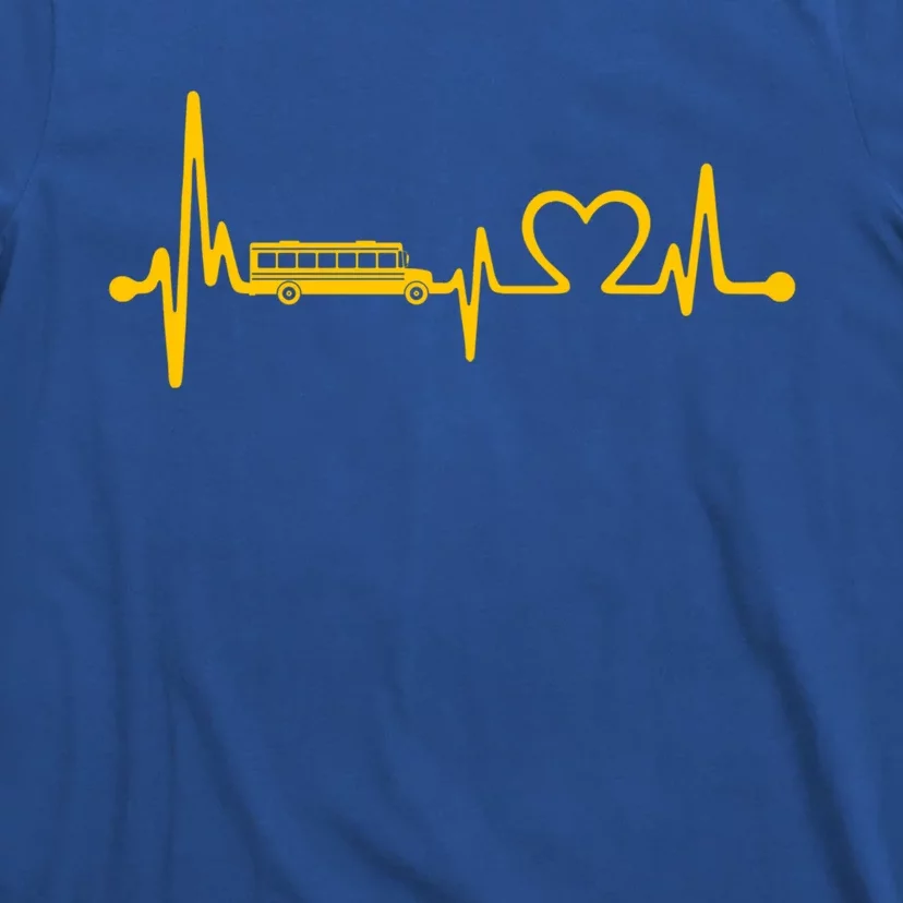 Funny School Bus Driver Gift Love School Bus Heartbeat Gift T-Shirt