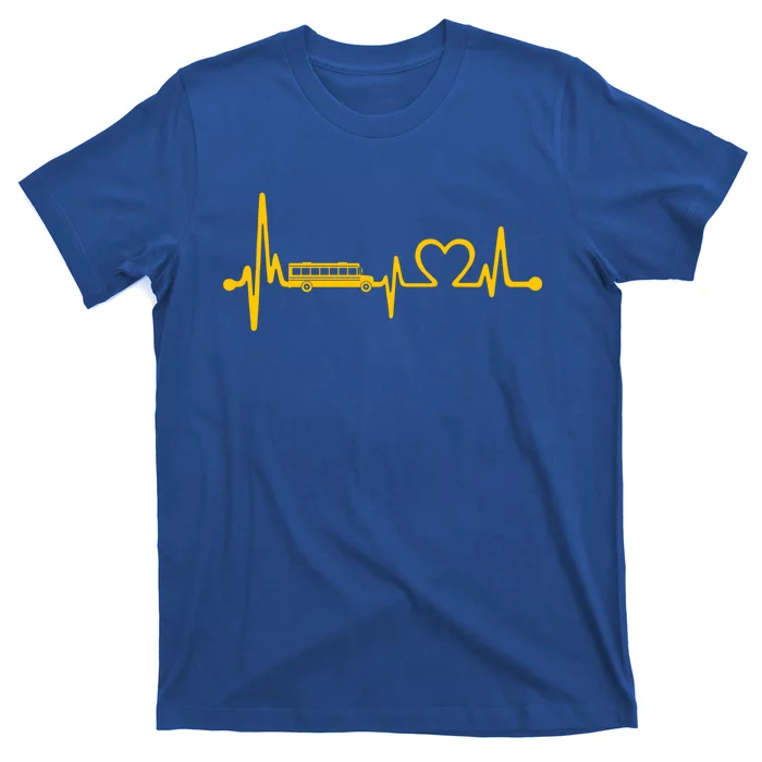 Funny School Bus Driver Gift Love School Bus Heartbeat Gift T-Shirt