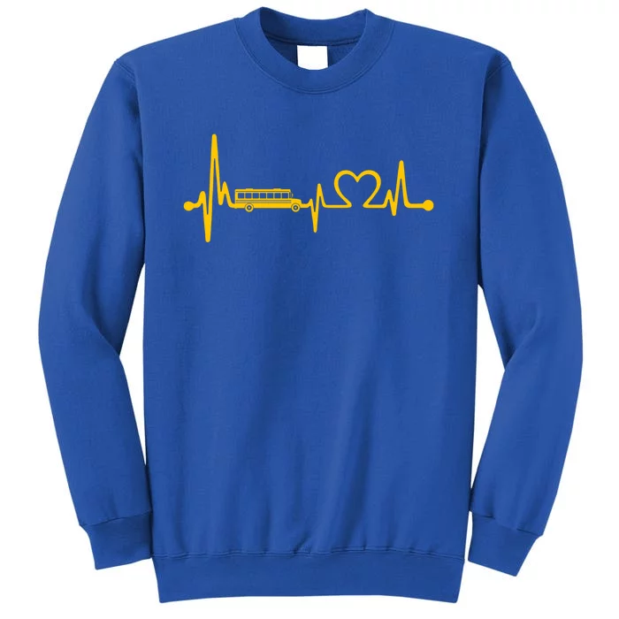 Funny School Bus Driver Gift Love School Bus Heartbeat Gift Tall Sweatshirt