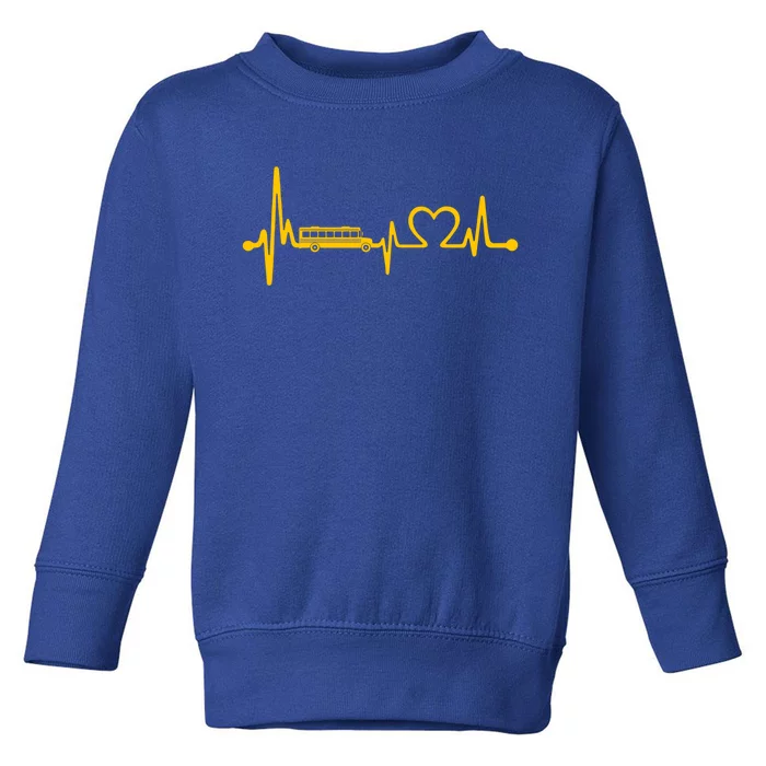 Funny School Bus Driver Gift Love School Bus Heartbeat Gift Toddler Sweatshirt