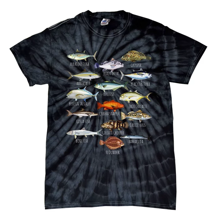 Fish Species Biology Types Of Saltwater Fish Fishing Tie-Dye T-Shirt