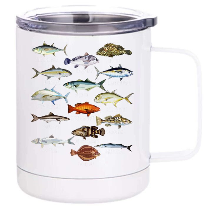 Fish Species Biology Types Of Saltwater Fish Fishing Front & Back 12oz Stainless Steel Tumbler Cup