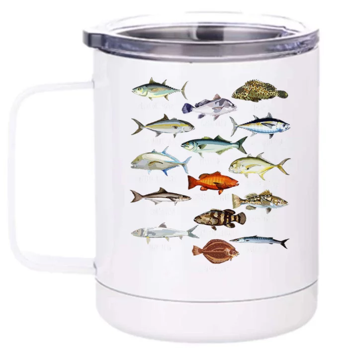 Fish Species Biology Types Of Saltwater Fish Fishing Front & Back 12oz Stainless Steel Tumbler Cup