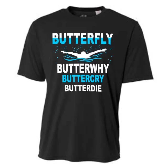 Funny Swim Butterfly Stroke Swimming Gift Funny Gift Funny Gift Cooling Performance Crew T-Shirt