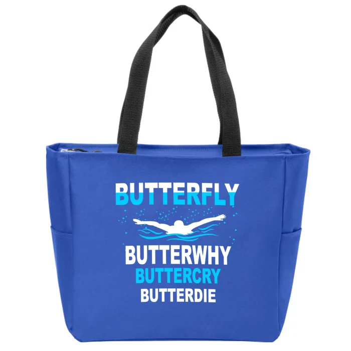 Funny Swim Butterfly Stroke Swimming Gift Funny Gift Funny Gift Zip Tote Bag