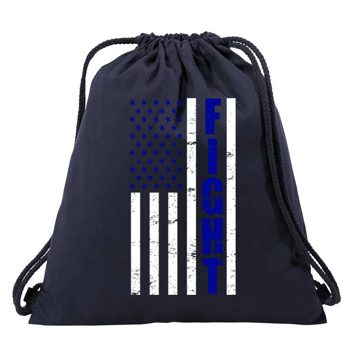 Fight Support Blue American Flag Drawstring Bag