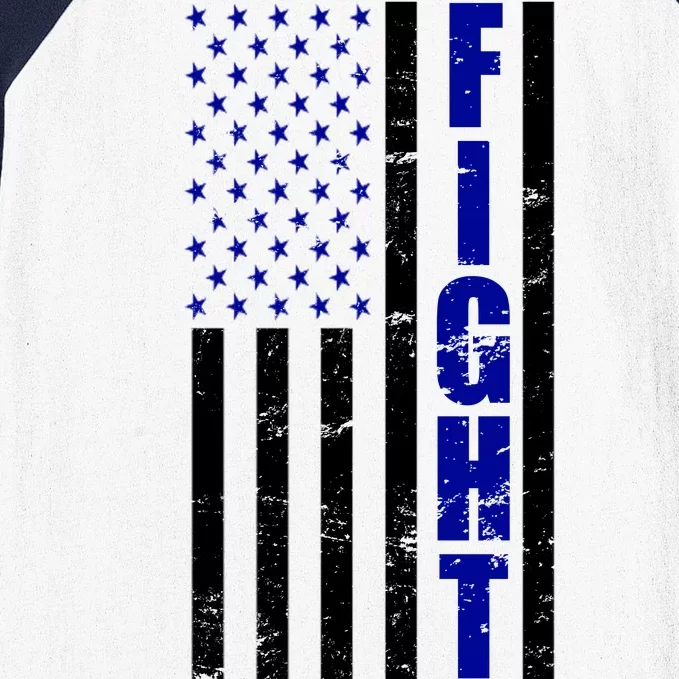 Fight Support Blue American Flag Baseball Sleeve Shirt