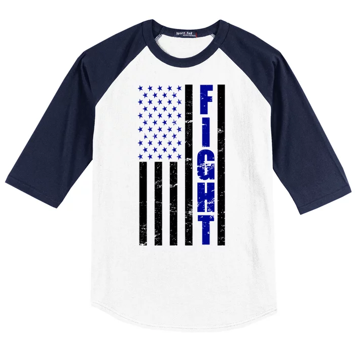 Fight Support Blue American Flag Baseball Sleeve Shirt