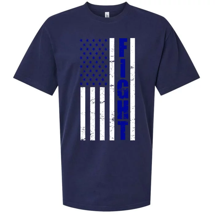 Fight Support Blue American Flag Sueded Cloud Jersey T-Shirt