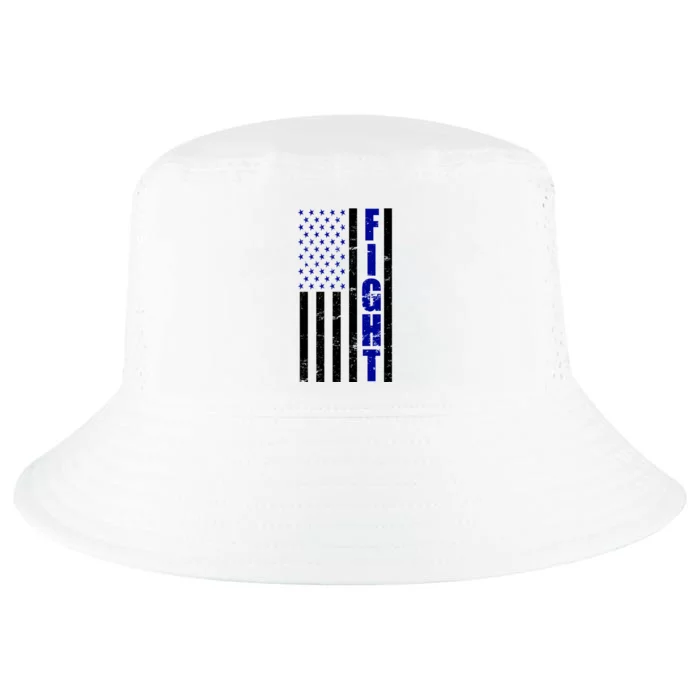 Fight Support Blue American Flag Cool Comfort Performance Bucket Hat