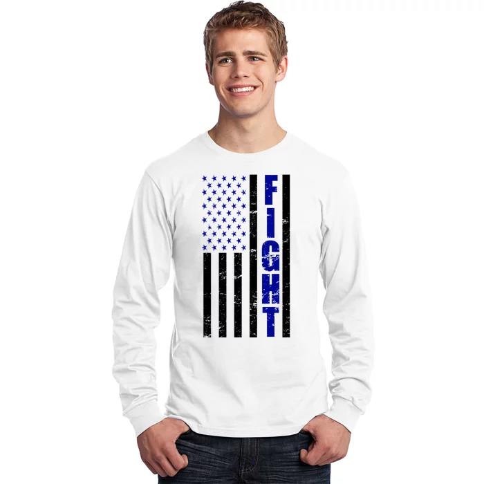 Fight Support Blue American Flag Long Sleeve Shirt