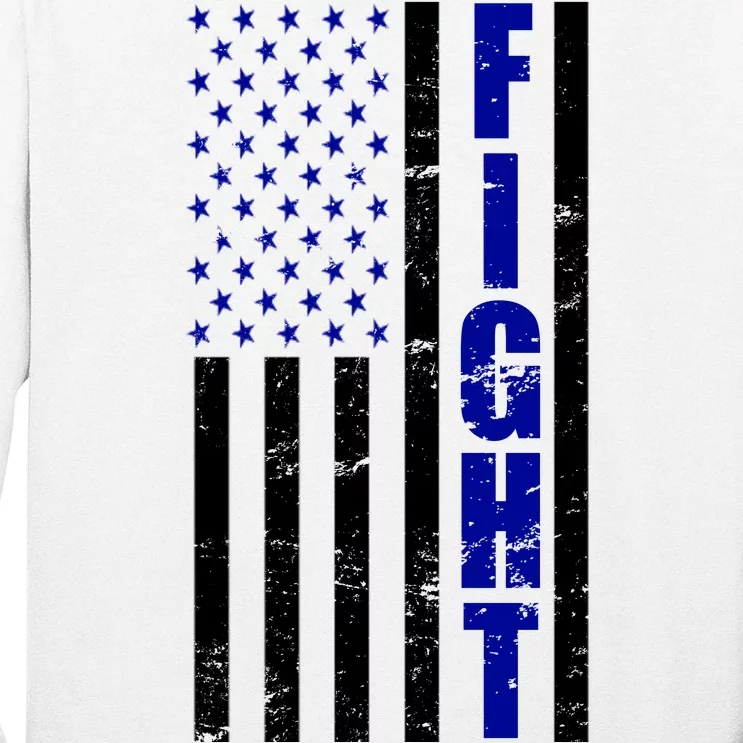 Fight Support Blue American Flag Long Sleeve Shirt