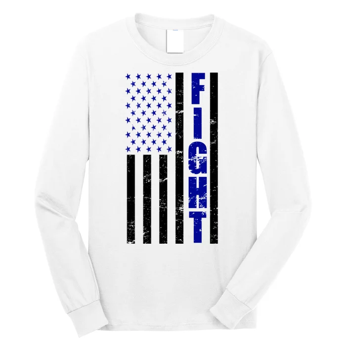 Fight Support Blue American Flag Long Sleeve Shirt