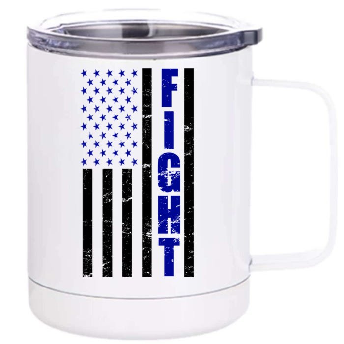 Fight Support Blue American Flag Front & Back 12oz Stainless Steel Tumbler Cup