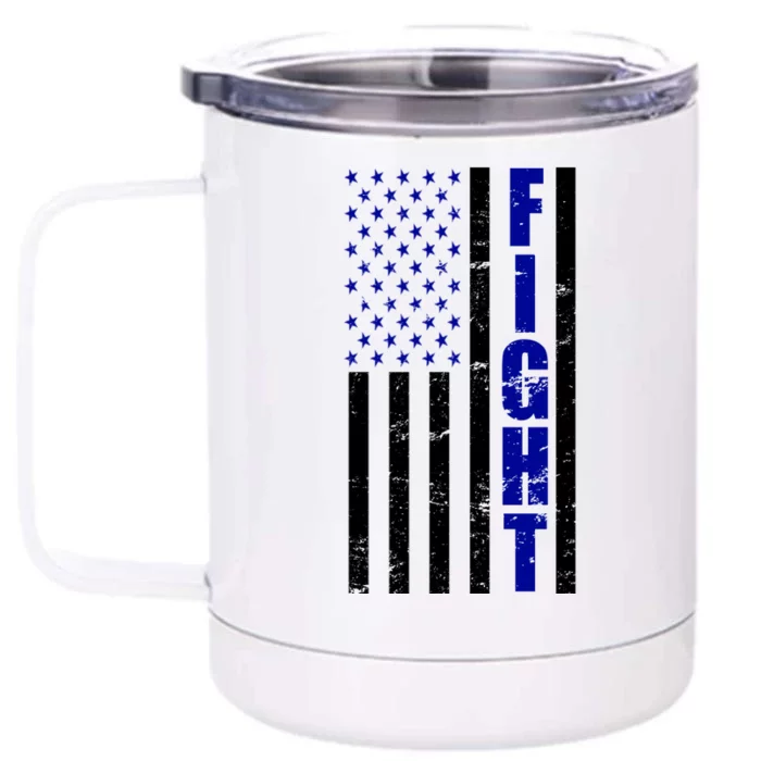 Fight Support Blue American Flag Front & Back 12oz Stainless Steel Tumbler Cup