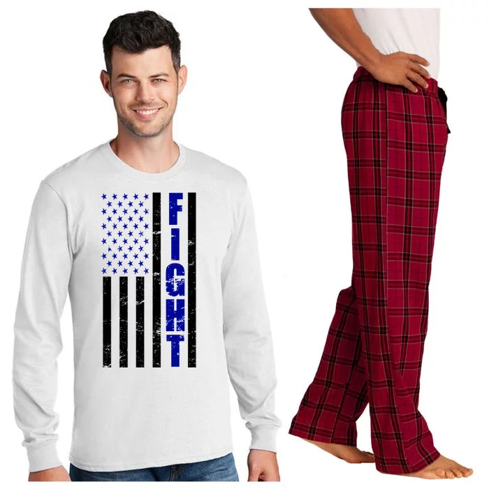 Fight Support Blue American Flag Long Sleeve Pajama Set