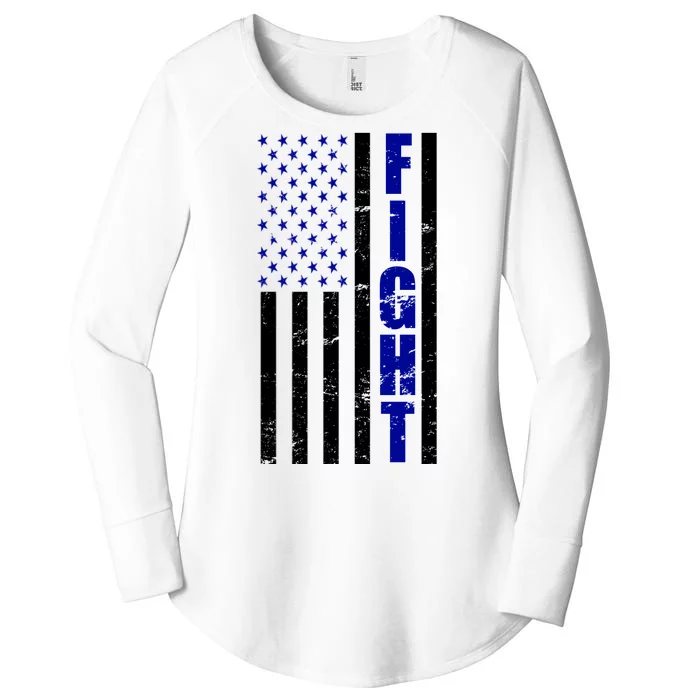 Fight Support Blue American Flag Women's Perfect Tri Tunic Long Sleeve Shirt