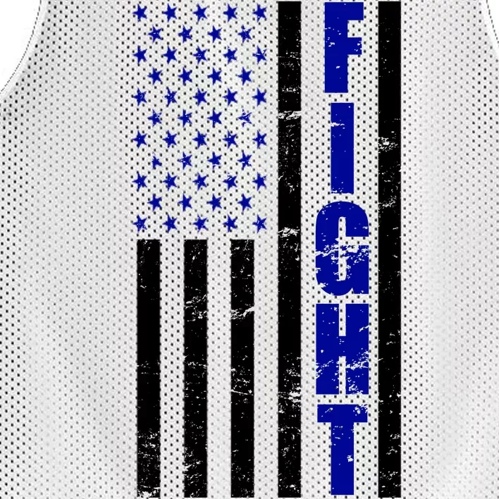 Fight Support Blue American Flag Mesh Reversible Basketball Jersey Tank