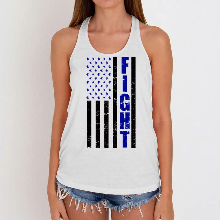 Fight Support Blue American Flag Women's Knotted Racerback Tank