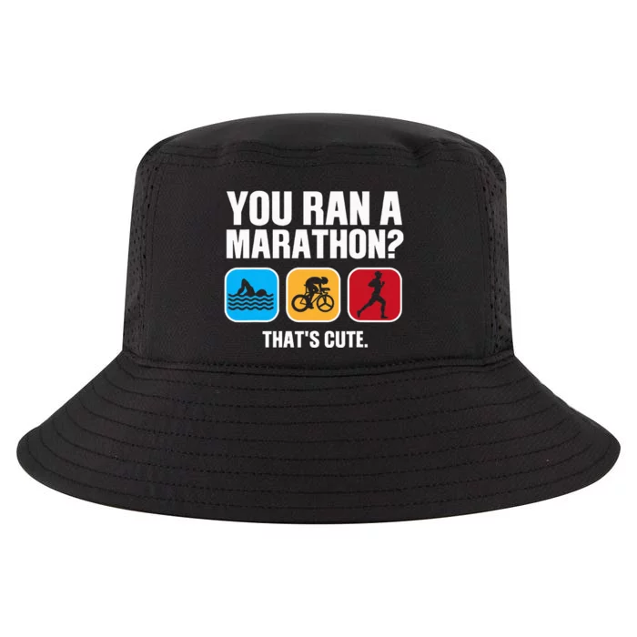 Funny Swim Bike Run Triathlon Design Triathletes Cool Comfort Performance Bucket Hat