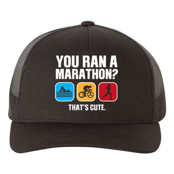 Funny Swim Bike Run Triathlon Design Triathletes Yupoong Adult 5-Panel Trucker Hat