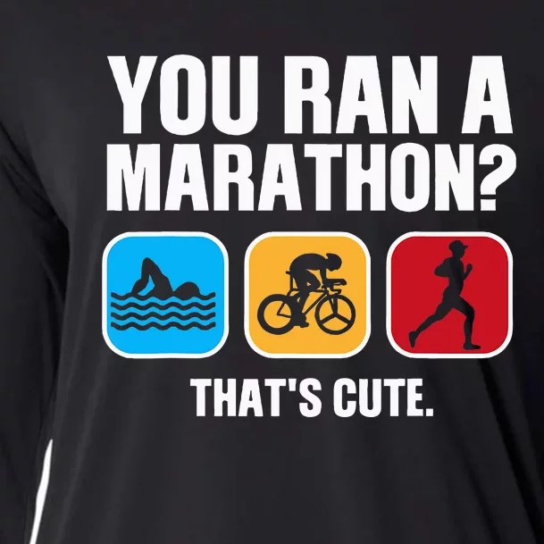 Funny Swim Bike Run Triathlon Design Triathletes Cooling Performance Long Sleeve Crew