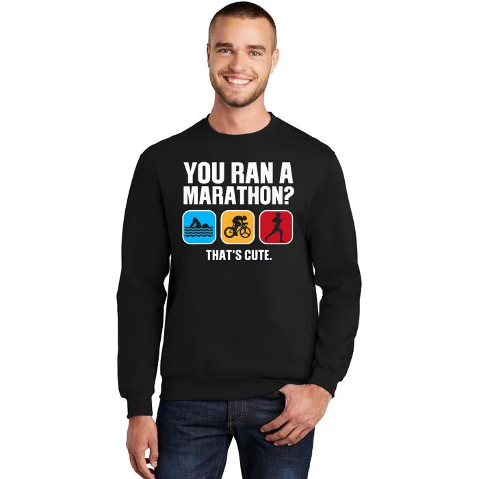 Funny Swim Bike Run Triathlon Design Triathletes Tall Sweatshirt