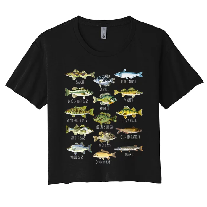 Fish Species Biology Types Of Freshwater Fish Women's Crop Top Tee