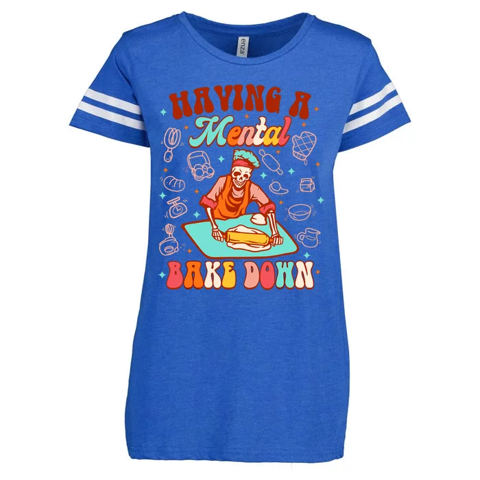 Funny Skeleton Baker Baking Lover Having Atal Bake Down Enza Ladies Jersey Football T-Shirt