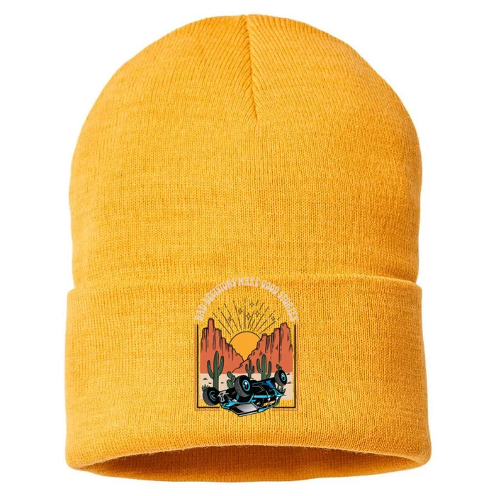 Funny Side By Side Utv Desert Or Dunes Sustainable Knit Beanie