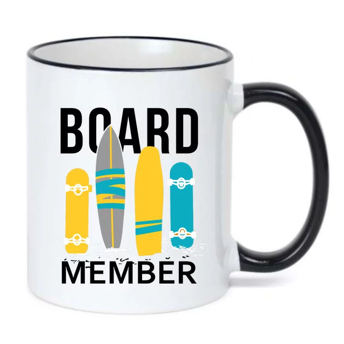 Funny Surfing Board Member Black Color Changing Mug