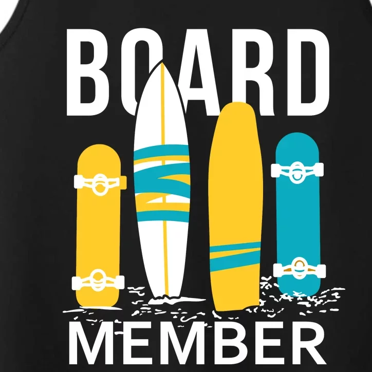 Funny Surfing Board Member Performance Tank