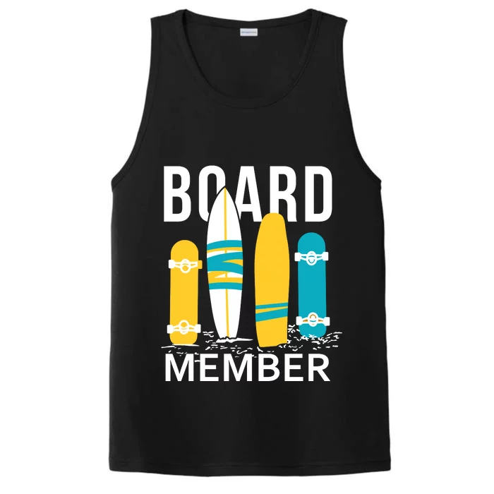 Funny Surfing Board Member Performance Tank