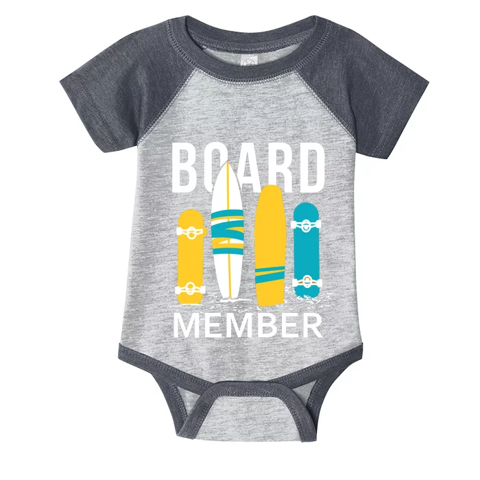 Funny Surfing Board Member Infant Baby Jersey Bodysuit