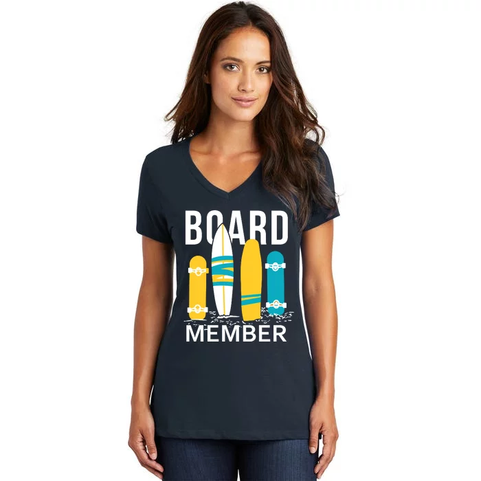 Funny Surfing Board Member Women's V-Neck T-Shirt