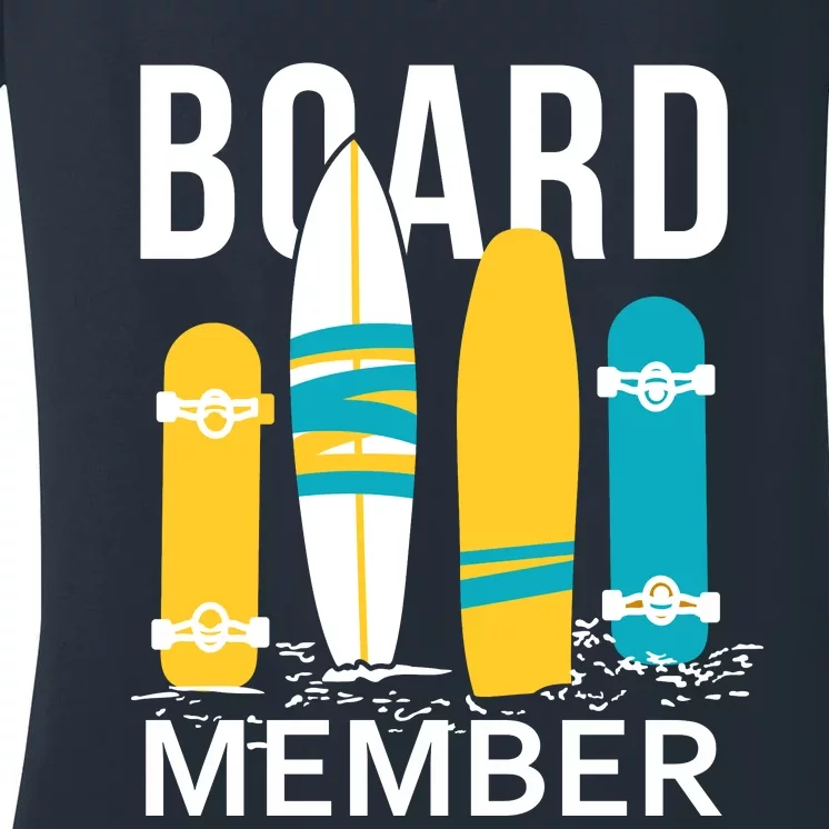 Funny Surfing Board Member Women's V-Neck T-Shirt