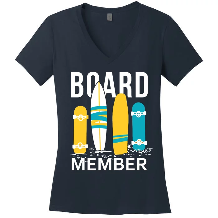 Funny Surfing Board Member Women's V-Neck T-Shirt