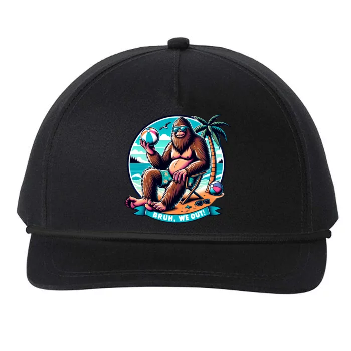 Funny Summer Bigfoot Beach Vacation Bruh We Out Cool Gift Snapback Five-Panel Rope Hat