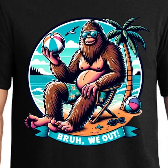 Funny Summer Bigfoot Beach Vacation Bruh We Out Cool Gift Pajama Set