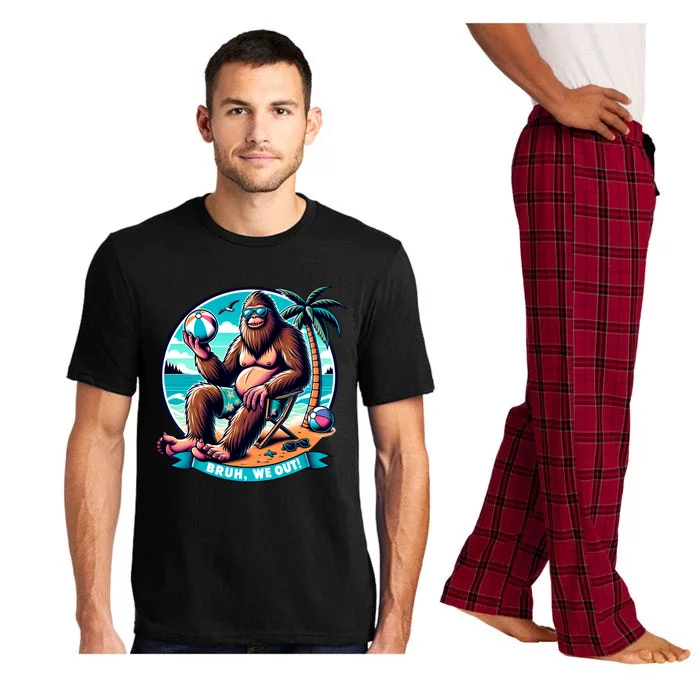 Funny Summer Bigfoot Beach Vacation Bruh We Out Cool Gift Pajama Set