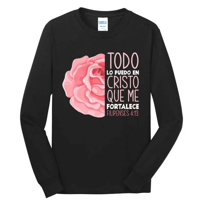 funny Spanish Bible Verse Filipenses 413 Christian Tall Long Sleeve T-Shirt