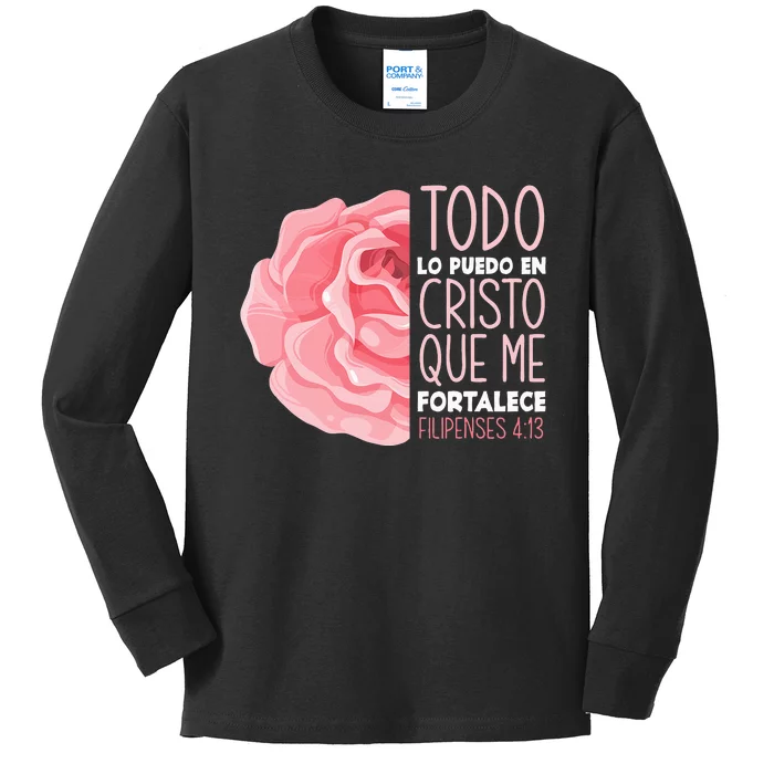 funny Spanish Bible Verse Filipenses 413 Christian Kids Long Sleeve Shirt