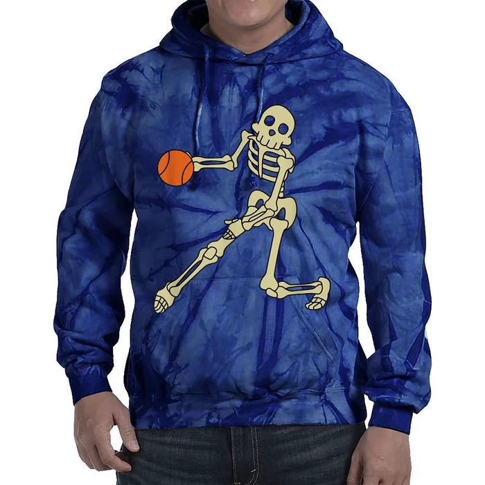 Funny Skeleton Basketball Skeleton Halloween Costume Tie Dye Hoodie