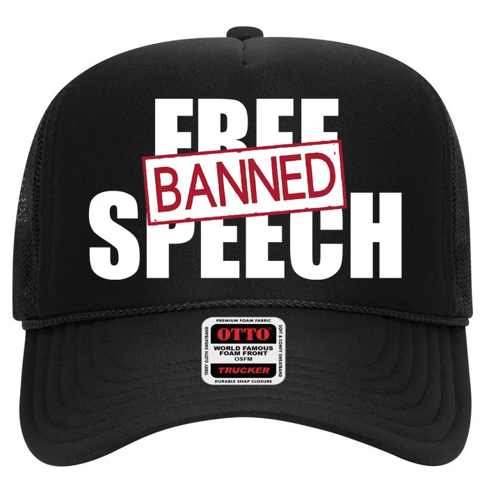 Free Speech Banned High Crown Mesh Trucker Hat