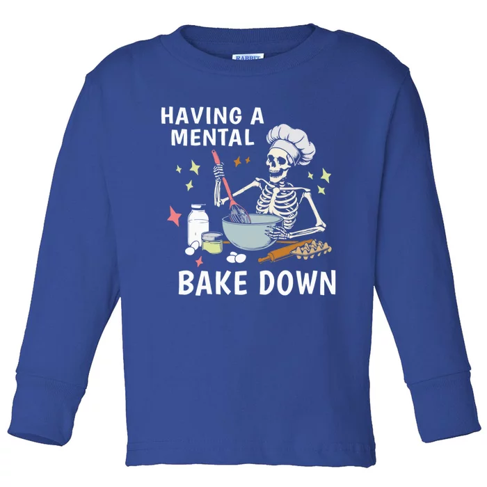 Funny Skeleton Baker Baking Lover Having A Tal Bake Down Great Gift Toddler Long Sleeve Shirt