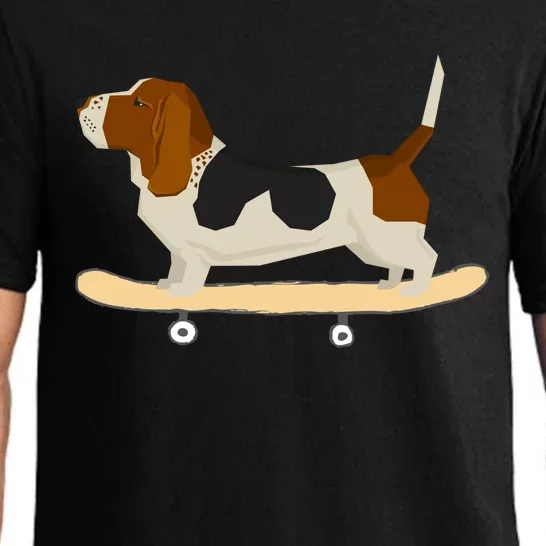 Funny Skateboarding Bassett Hound Dog Gift Pajama Set