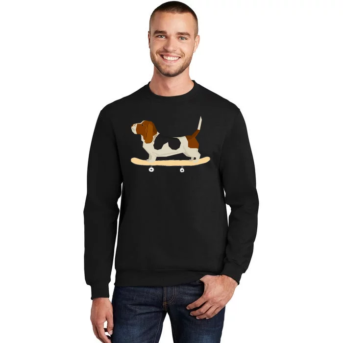 Funny Skateboarding Bassett Hound Dog Gift Tall Sweatshirt