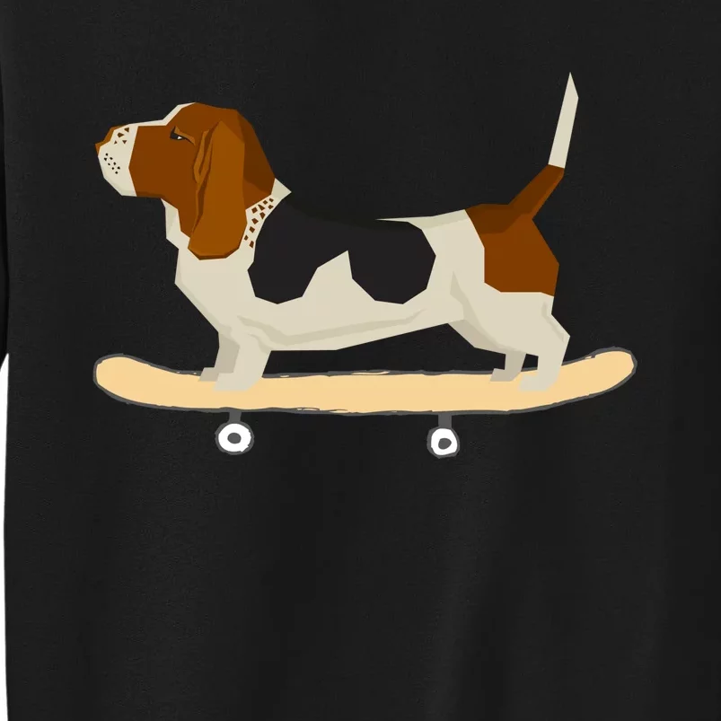 Funny Skateboarding Bassett Hound Dog Gift Tall Sweatshirt