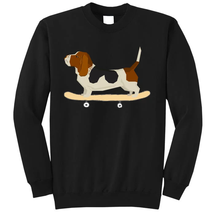 Funny Skateboarding Bassett Hound Dog Gift Tall Sweatshirt