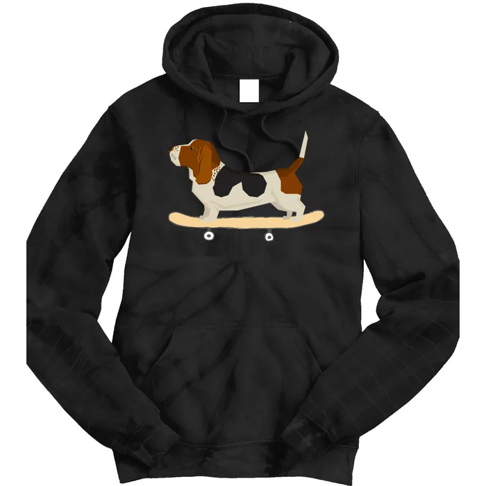 Funny Skateboarding Bassett Hound Dog Gift Tie Dye Hoodie